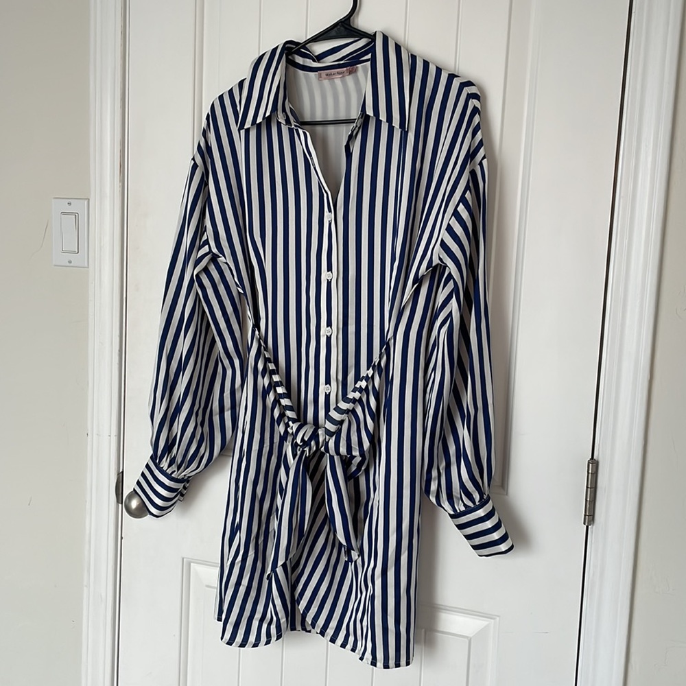 VICI Satin Striped Tie Mini Dress - Small